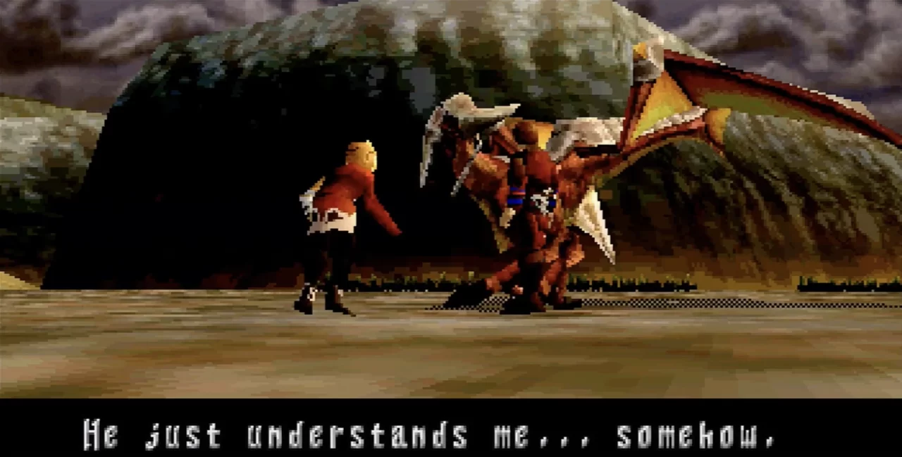 Edge speaks to his dragon: 'he just understands me somehow.'