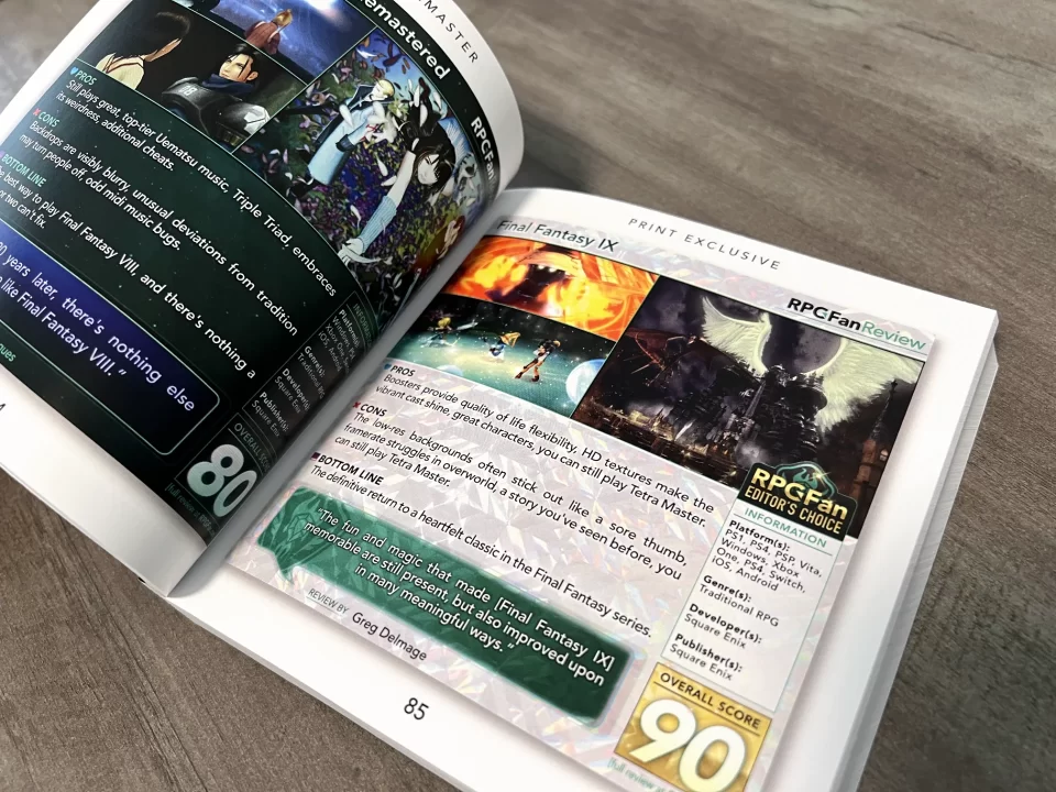 RPGFan Review Card Collection Interior with Final Fantasy VIII and IX reviews