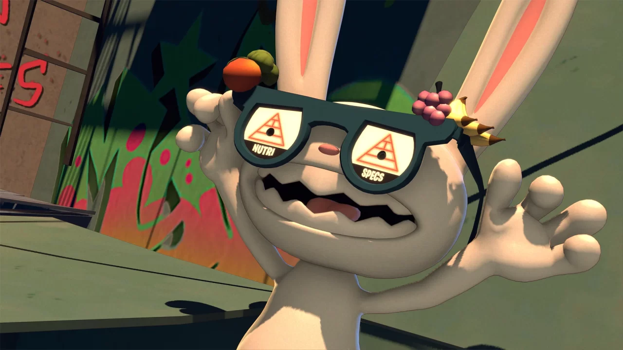 Max flails as he dons some specs in Sam & Max: The Devil's Playhouse.