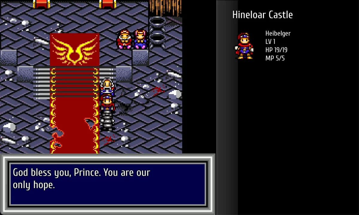 Prince Heibelger's quest begins in Vay (2024). He's the palace's only hope according to the guard he's speaking with.