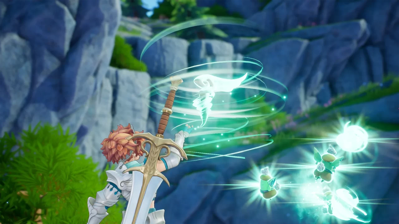 Val using Sylphid's wind power in Visions of Mana